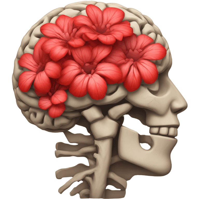 anatomical brain with flowers red emoji