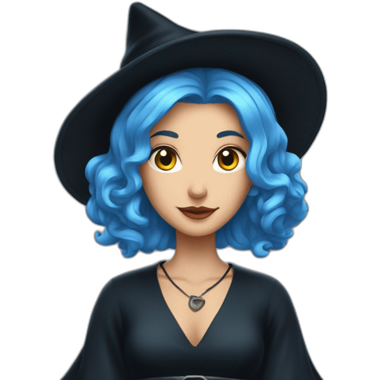 blue hair witch in black full skirt emoji