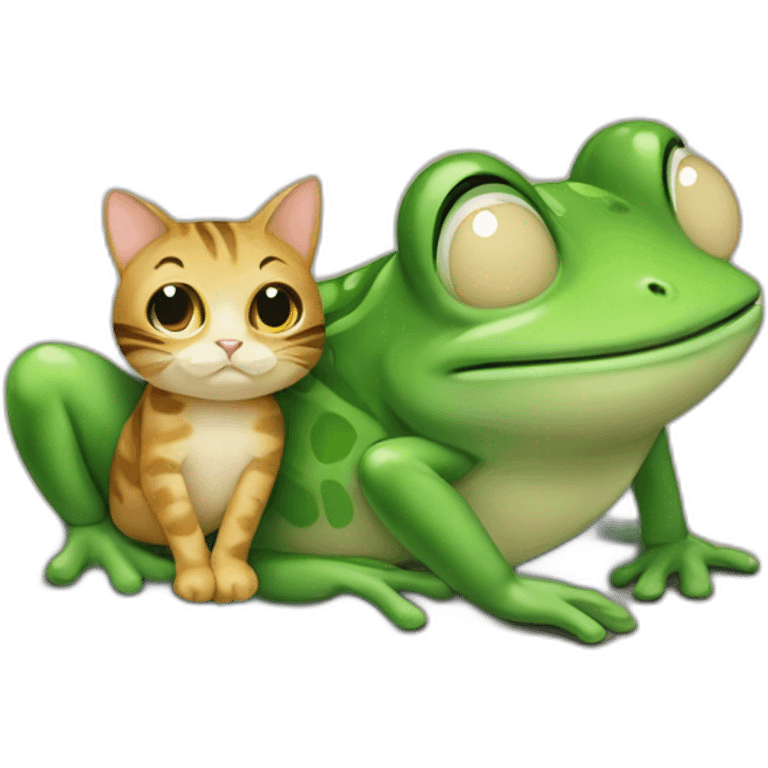 Grenouille et chat qui se font un câlin emoji