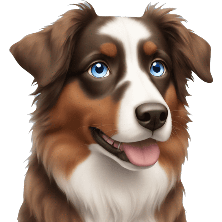 Red Australian shepherd with blue eye emoji