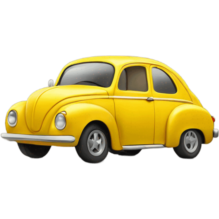 Yellow car with smiling face  emoji