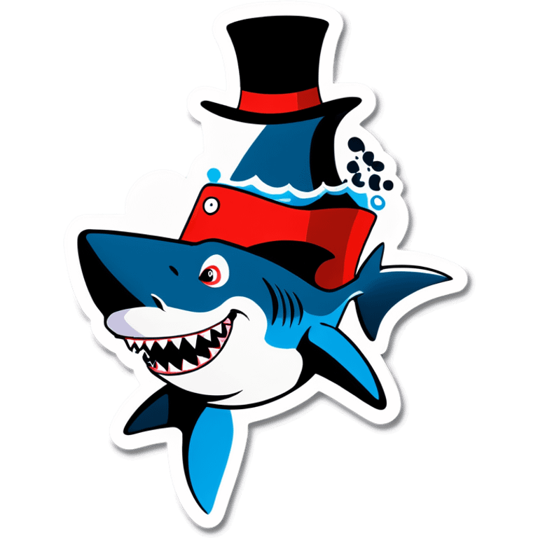 Shark with a top hat emoji