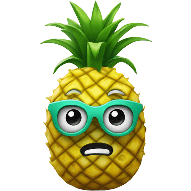 3D elegant shy pineapple  🍍 with big shiny eyes. The pineapple is embarrassed ☺️ emoji