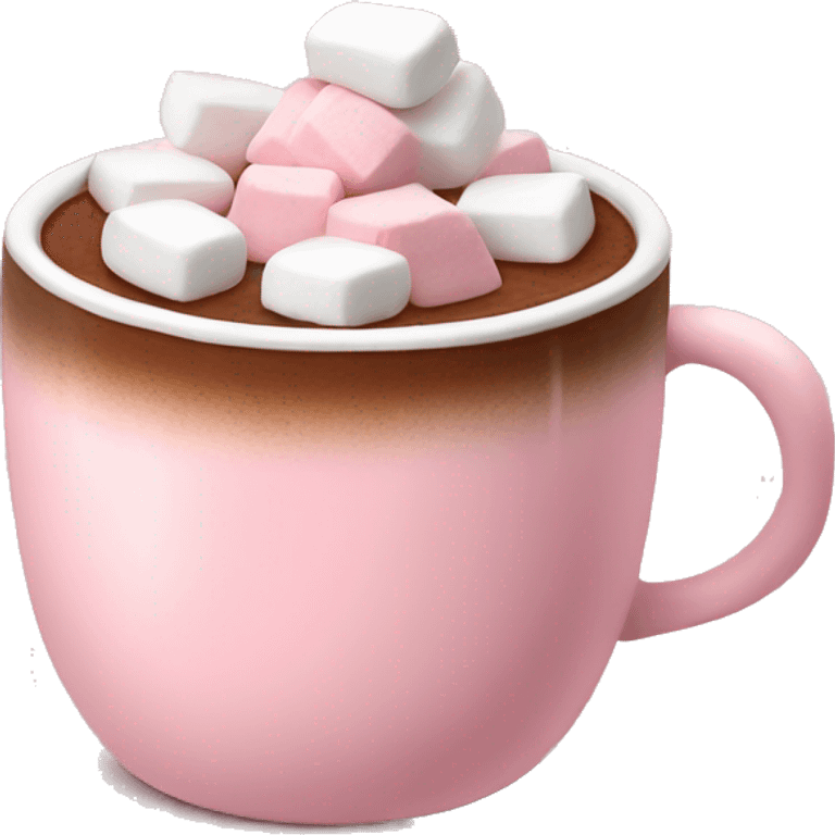 Light Pink mug of hot chocolate with marshmallows  emoji