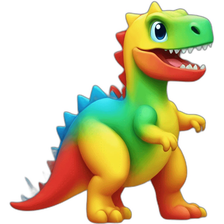 red, yellow, green and blue google chrome dino emoji