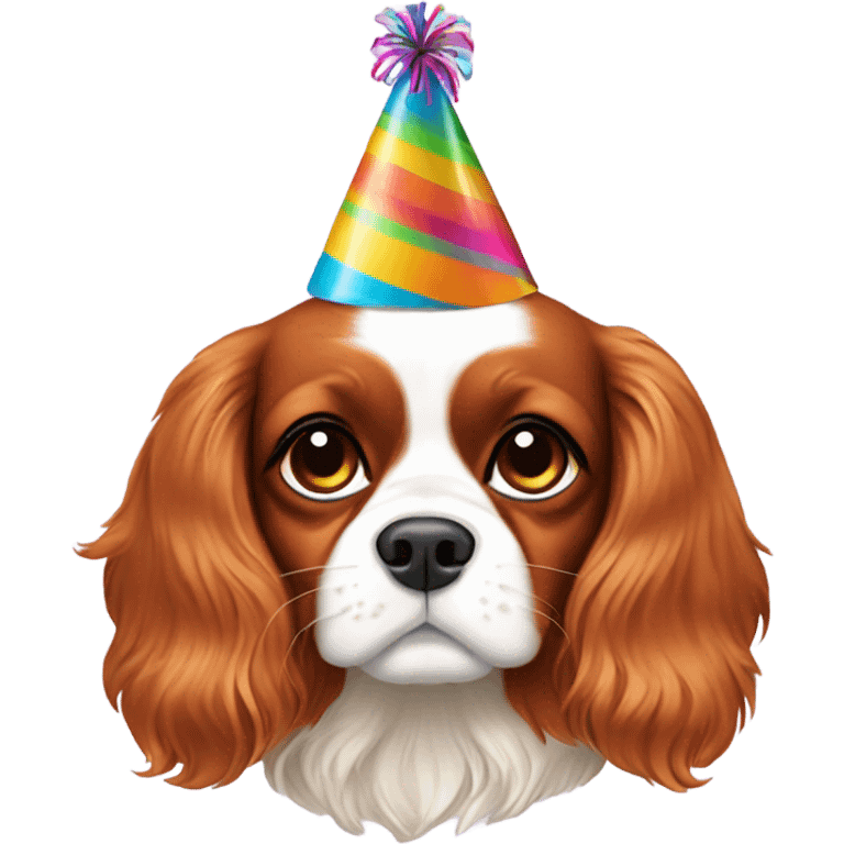 Cavalier with birthday hat  emoji