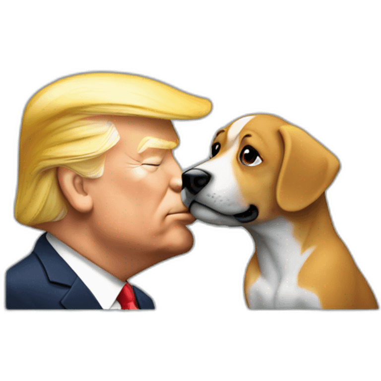 trump kissing a dog emoji