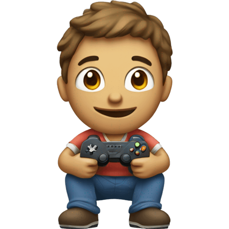 Wobbly life character playing video games emoji