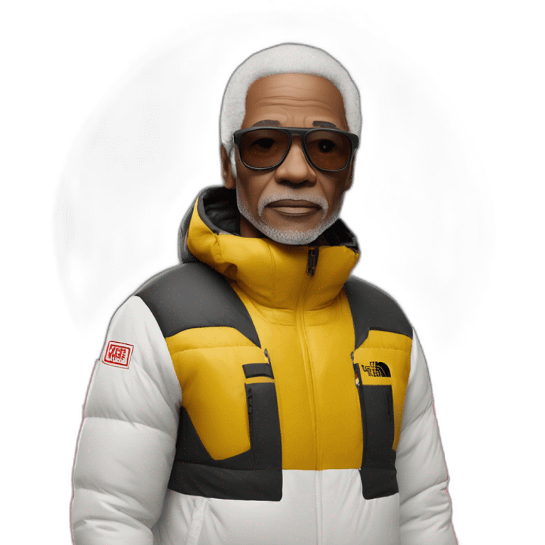 60 years old white french with supreme x north face outfit emoji