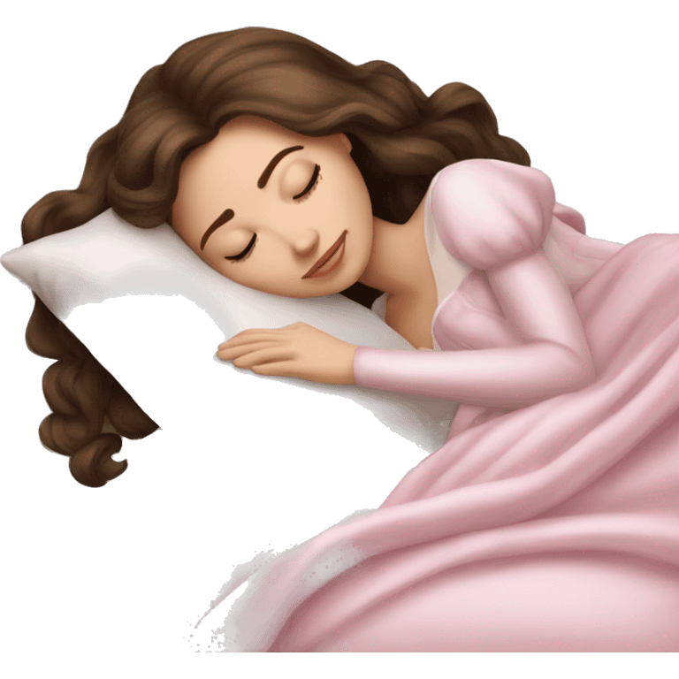 sleeping beauty brunette white girl with a silk pillow emoji