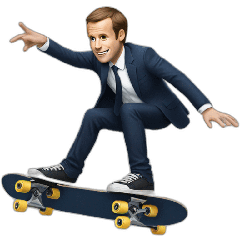 Macron doing skateboard emoji