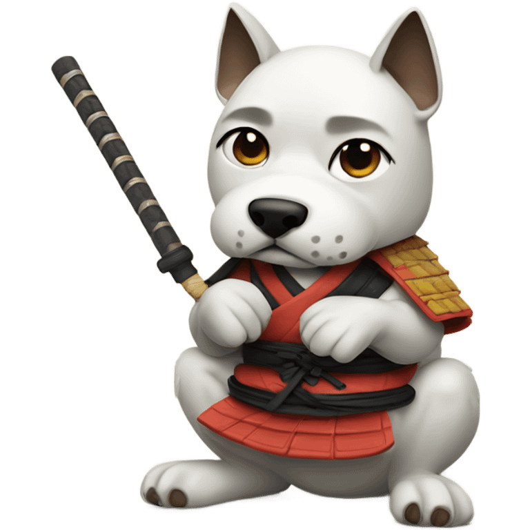 Samurai dog chewing on its own paw emoji