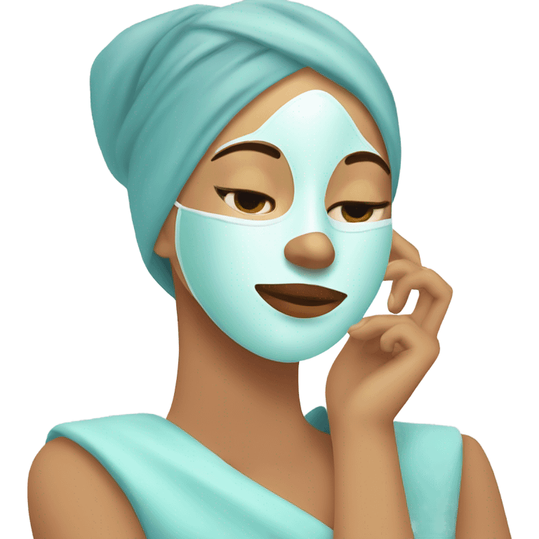 Lady with face mask spa beauty full face relaxing emoji