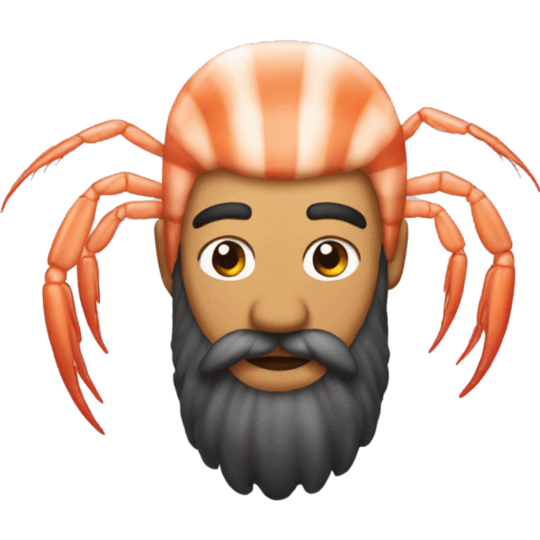 Shrimp with beard and hair emoji