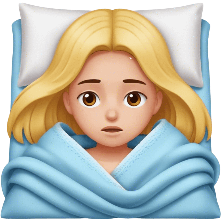 Fille malade avec une couverture  emoji