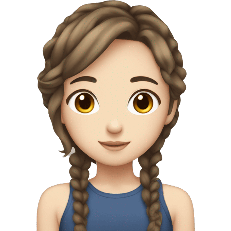 Cute anime girl with brunette hair and highlights emoji