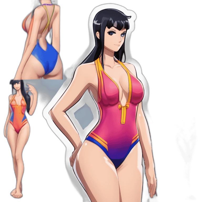 nico robin full body pawg micro swimsuit back focus emoji