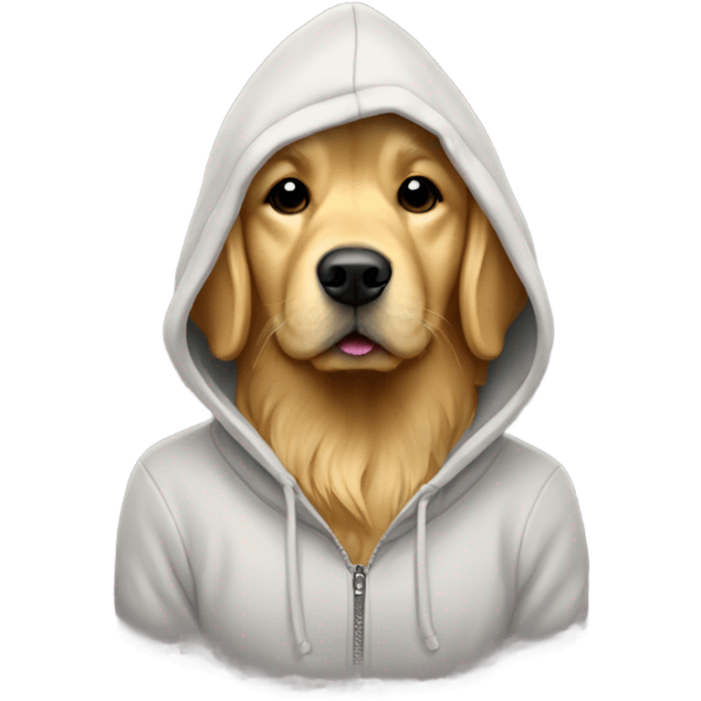 Golden retriever wearing a hoodie emoji