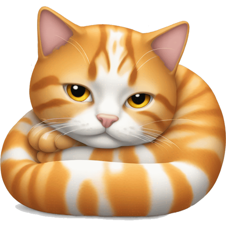 Orange and white tabby curled up emoji