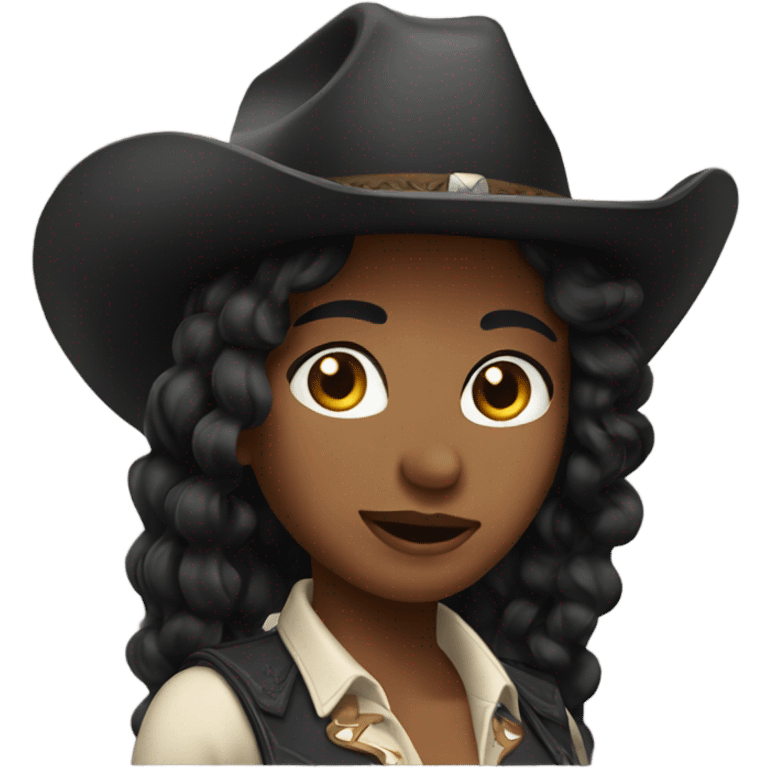 cowgirl straight black hair emoji