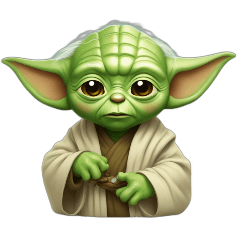 Yoda avec un bob cochonou emoji