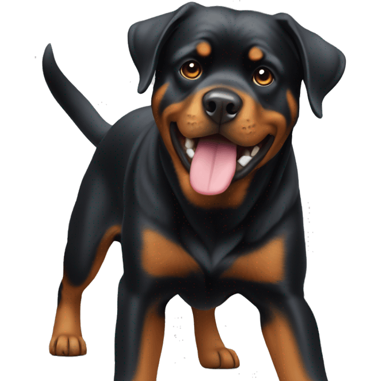 Rottweiler with no tail catching frisbee emoji