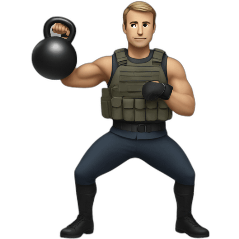 Macron soldier with kettlebell emoji