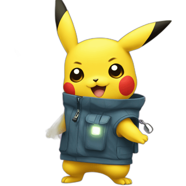 Pikachu with a flashlight emoji