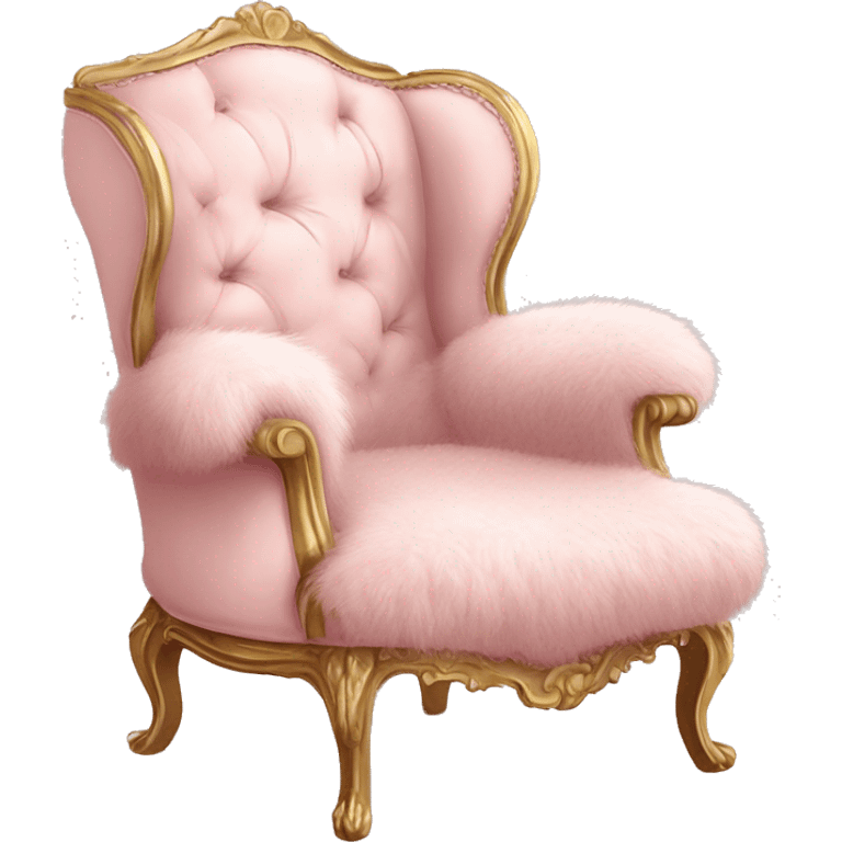 vintage pale pink rococo chair with fur throw blanket emoji