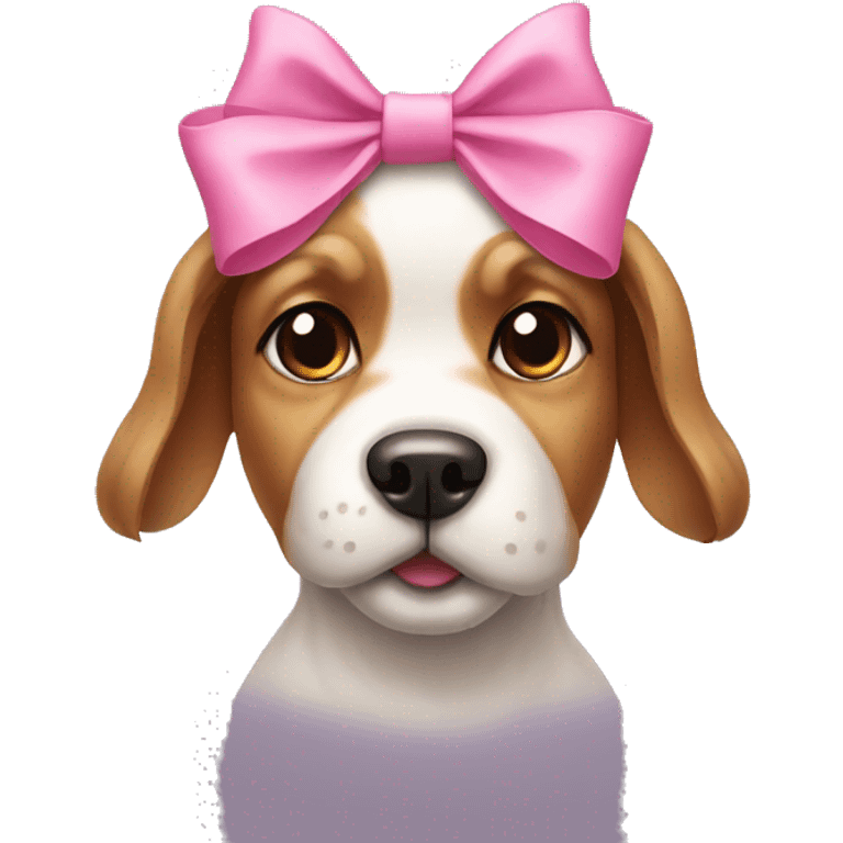 Cute dog with bows on its head  emoji