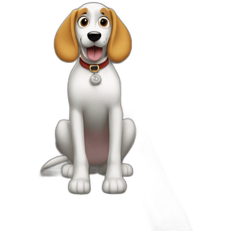 the dog gromit on tip of train laying tracks while the train rides on them emoji