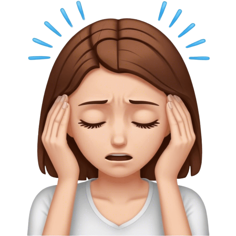 White brown-hair girl with head pain emoji