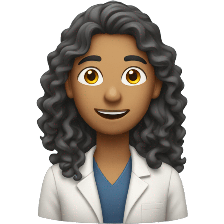 Indian teacher with long curly hair waving emoji