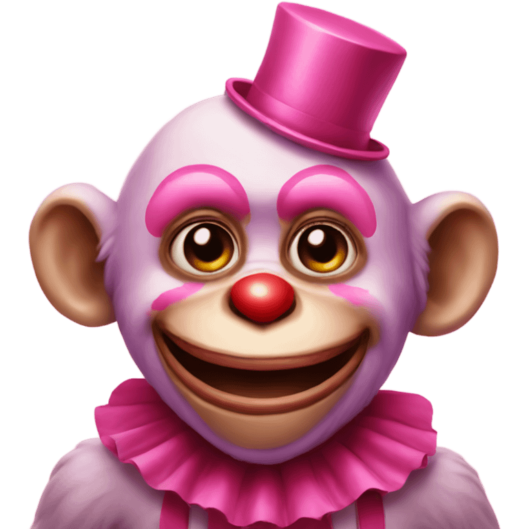 Clown-painted monkey in pink. emoji