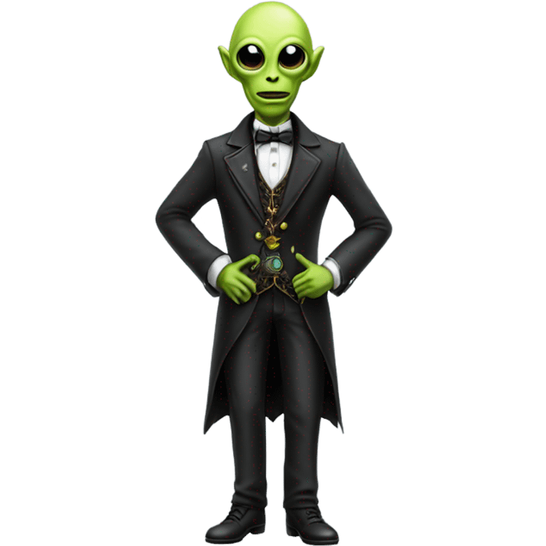 alien galora in Victorian dress elegant, full body, holding usb key emoji