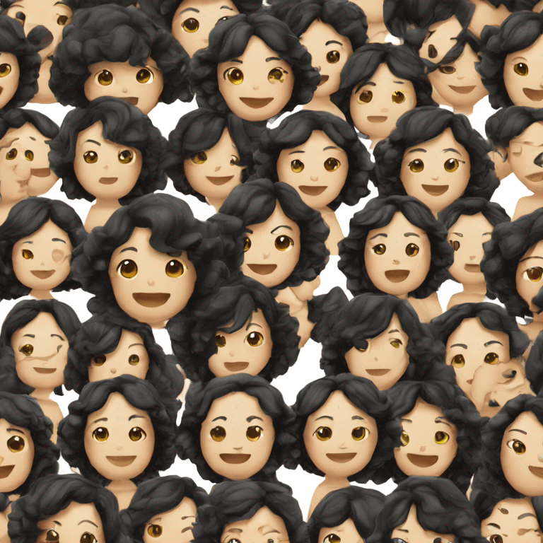 asian woman with black curly hair emoji