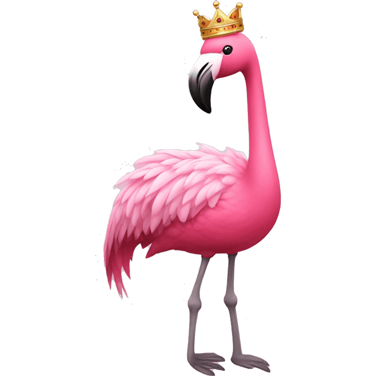 Pink flamingo wearing a tutu and a crown emoji