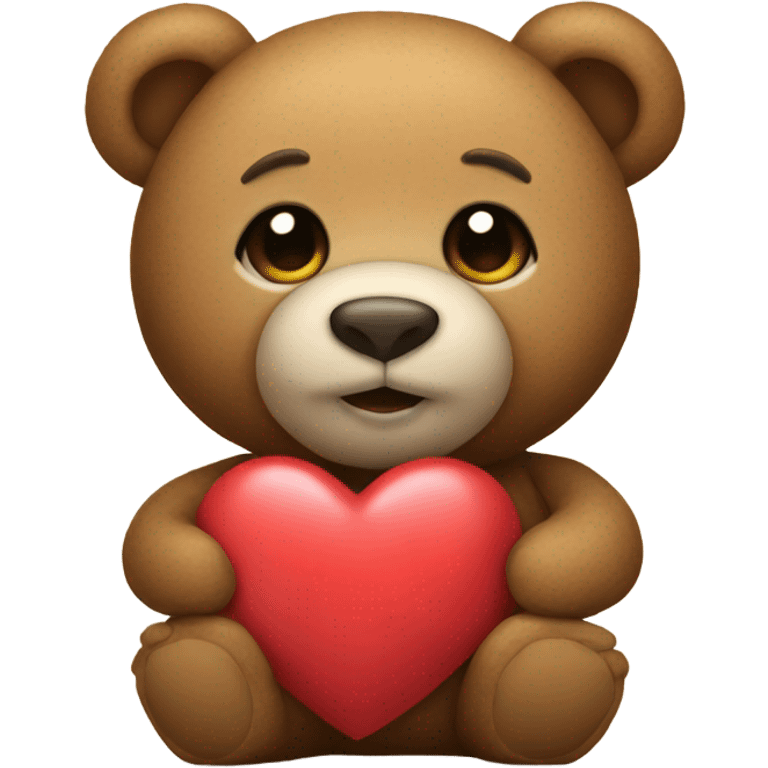 Teddy bear holding a heart emoji