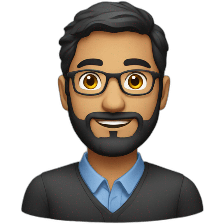 indian physics phd student with a short beard and round glasses emoji