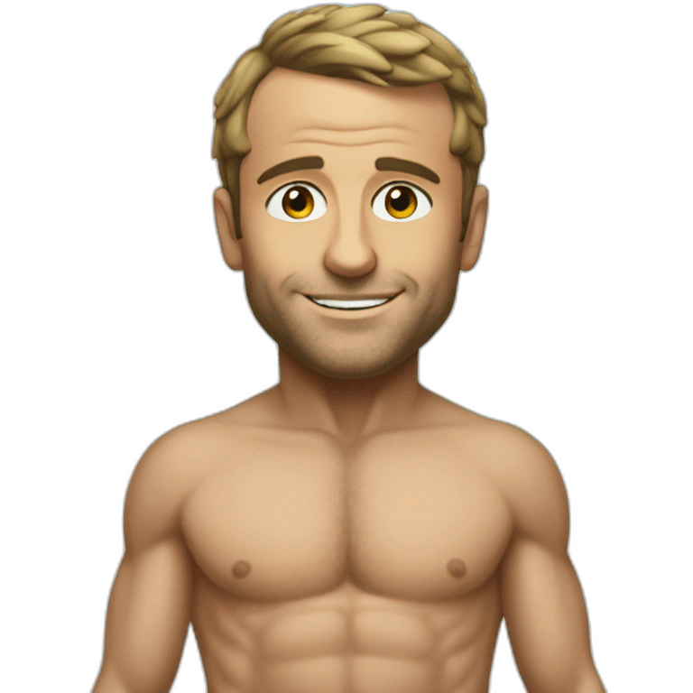 Macron without shirt at the beach emoji