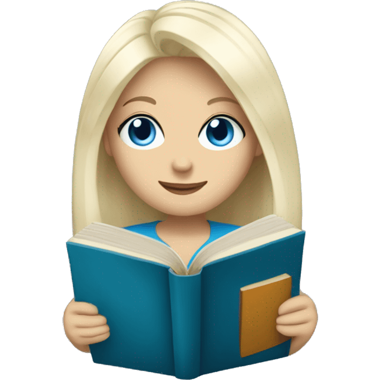 A blonde with white hair and blue eyes who holds books emoji