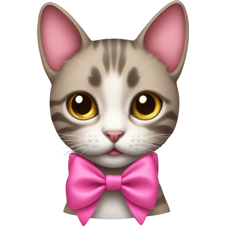 CAT with bow pink  emoji