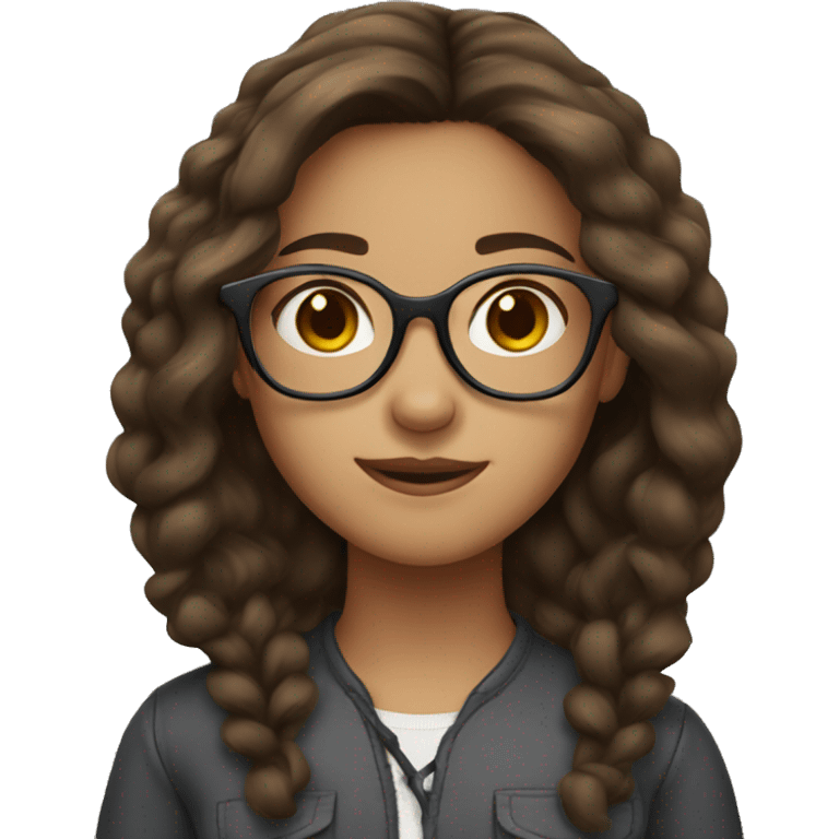 girl with glasses and medium length brown hair emoji