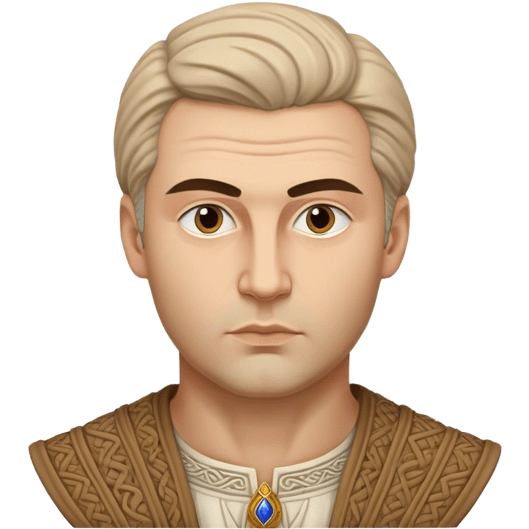 Cinematic Realistic Ivan Meštrović Portrait Emoji, depicted as a renowned Croatian sculptor with thoughtful eyes and classical attire, rendered with intricate textures and dramatic artistic lighting that captures his creative genius. emoji