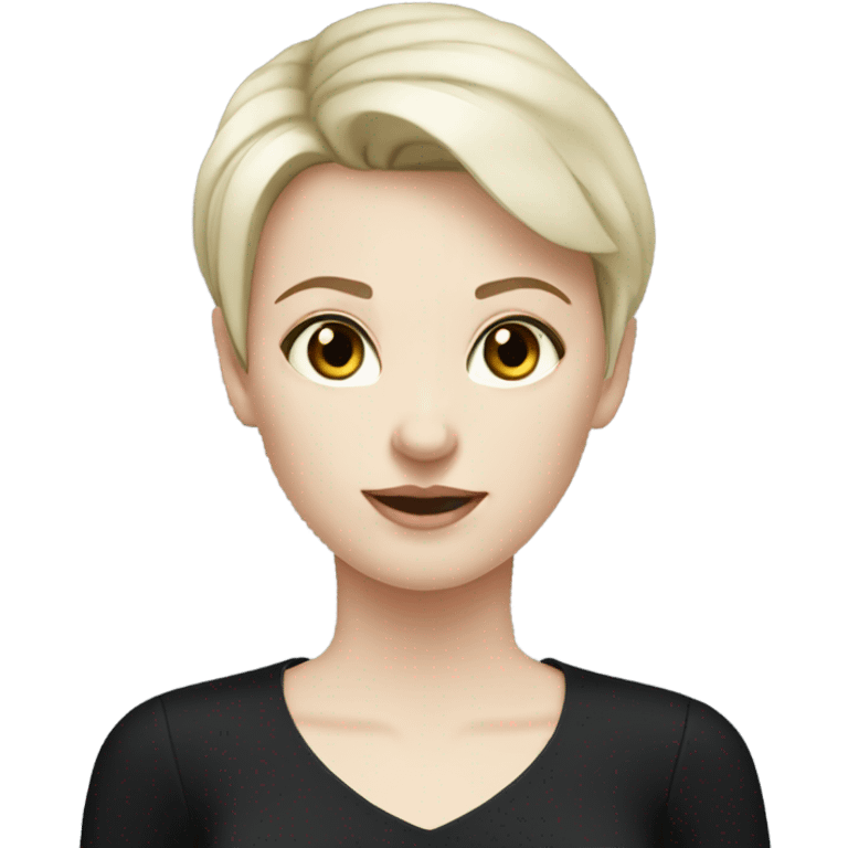 pale skin young woman with black short hair blouse emoji