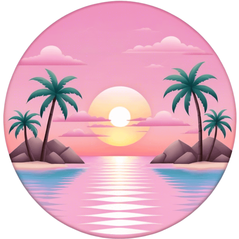 Pastel pink tropical sunset, luxury resort emoji