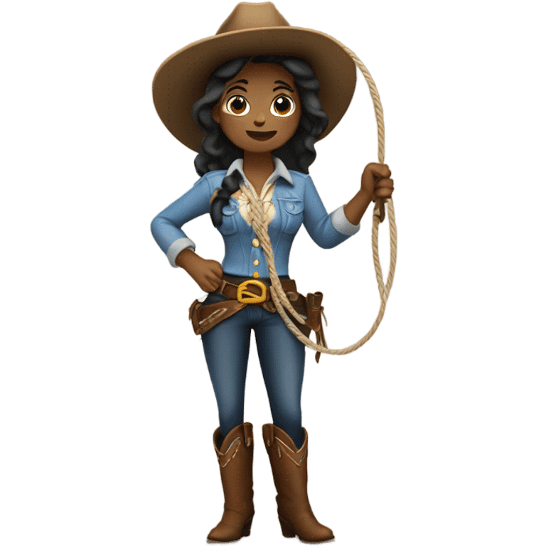 A cowgirl holding a lasso emoji