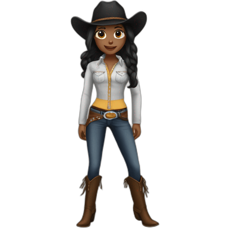 cowgirl straight black hair emoji