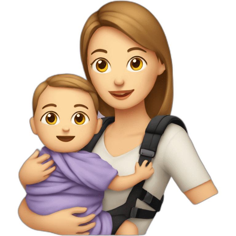 European Babywearing mom with baby ergo carrier emoji