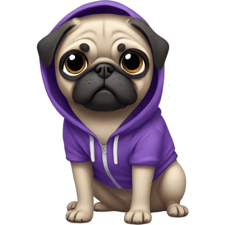 pug wearing purple hoodie emoji